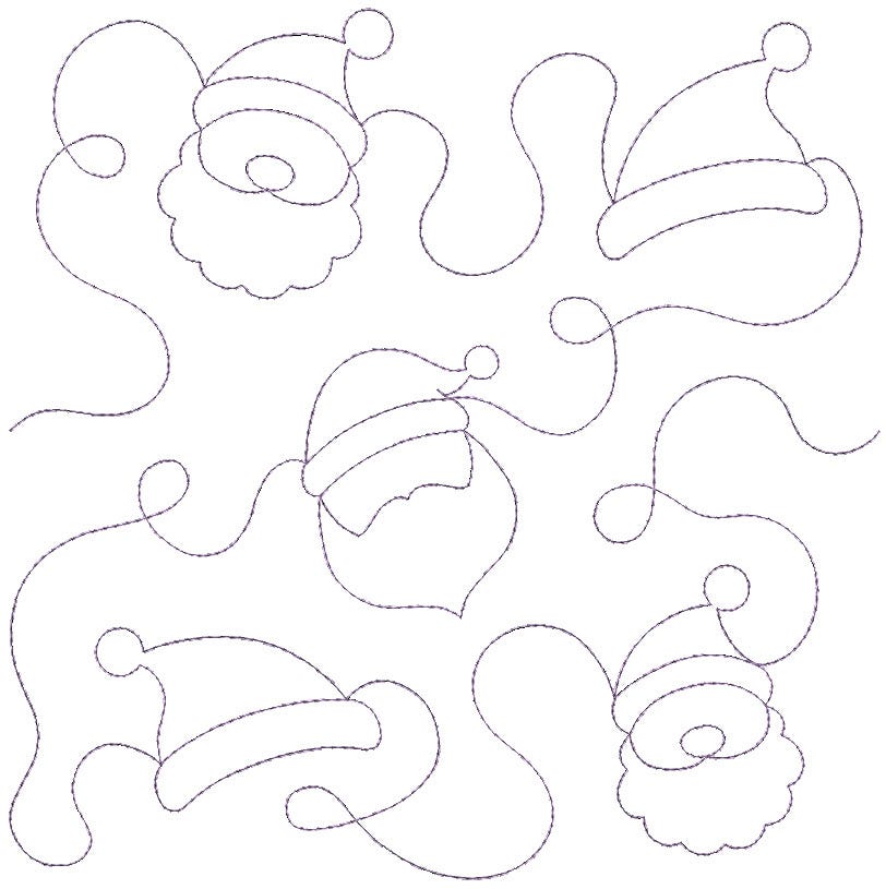 Santa and Santa Hats End-to-End Quilting Design | Machine Embroidery Designs by JuJu