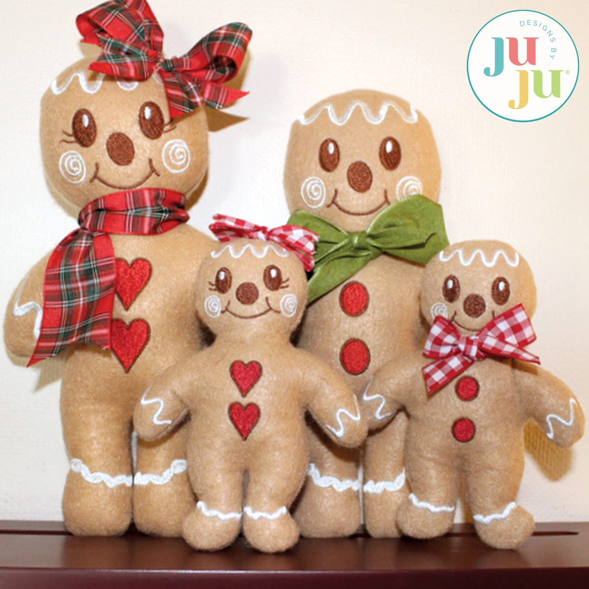 3D Gingerbreads for XL hoops by Oma's Place | Machine Embroidery Designs by JuJu