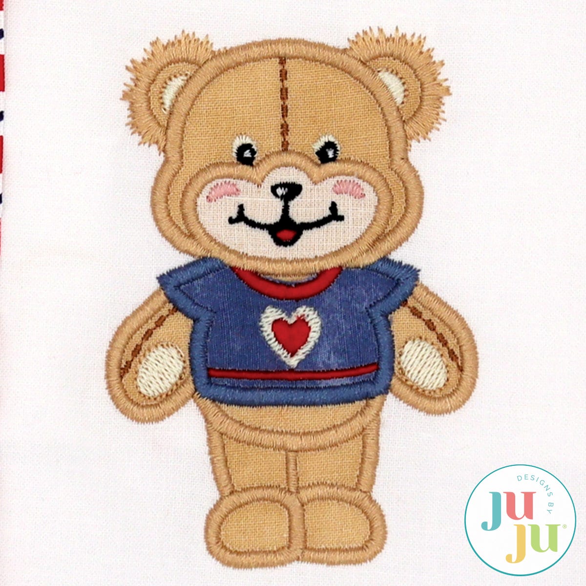 Applique Teddy Bear Boy Embroidery Design by Oma's Place | Machine Embroidery Designs by JuJu