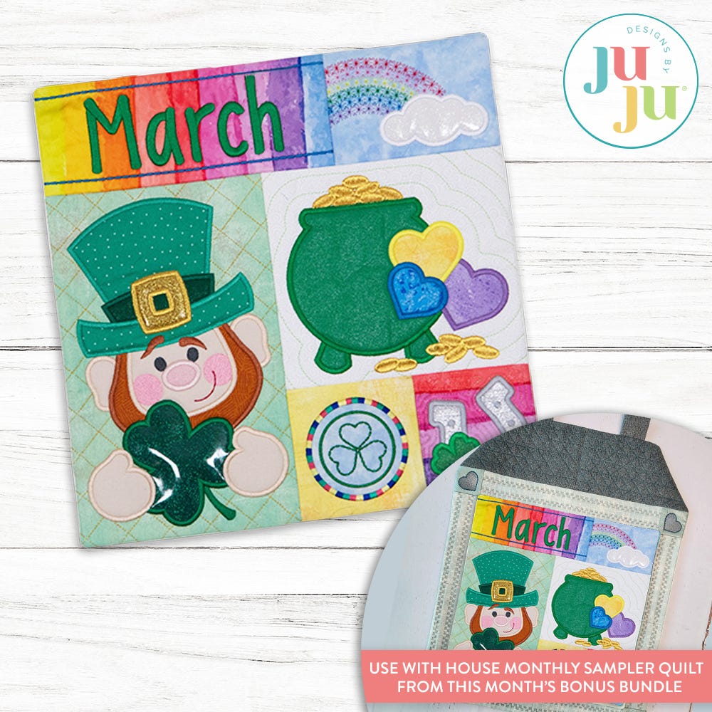 In The Hoop March Mini Sampler Quilt Project | Machine Embroidery Designs by JuJu