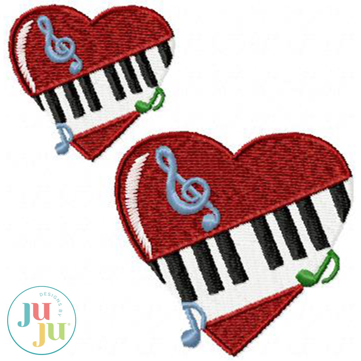 Piano Heart - 2 sizes by Oma's Place | Machine Embroidery Designs by JuJu