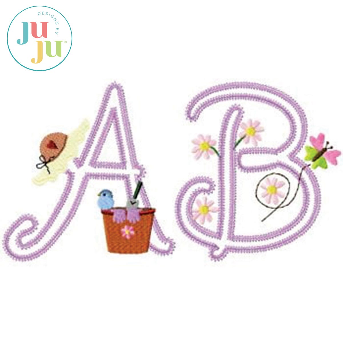 Country Garden Motif Stitch Applique Embroidery Font by Oma's Place | Machine Embroidery Designs by JuJu