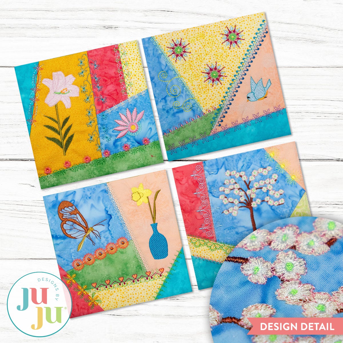 In The Hoop Crazy Patch Blocks Project Series 3 Set 4 | Machine Embroidery Designs by JuJu