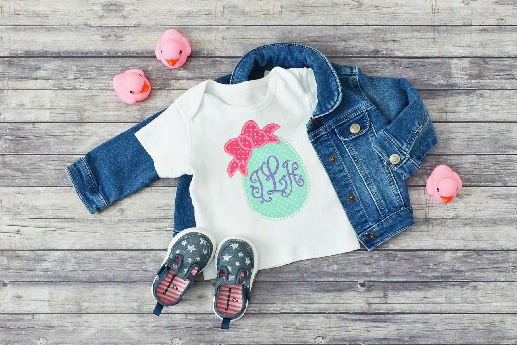 Easter Egg Bow Applique | Machine Embroidery Designs by JuJu