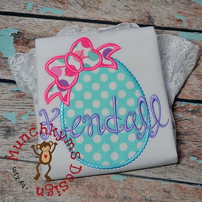 Easter Egg Bow Applique | Machine Embroidery Designs by JuJu