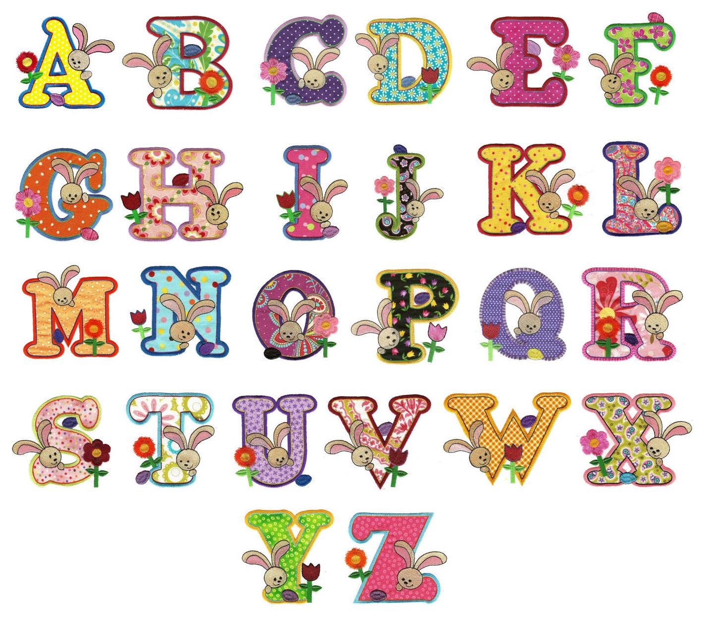 Egg Hunt Easter Alphabet Applique Machine Embroidery Designs by JuJu 