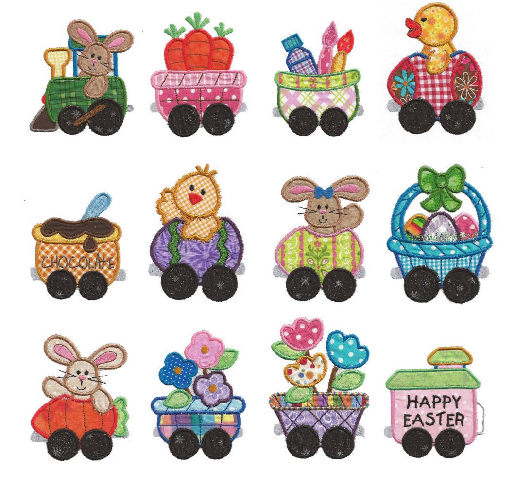 Cottontail Express 4x4 hoop Applique Machine Embroidery Designs by JuJu 