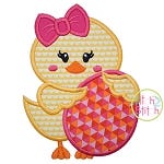 Chick Holding Egg Girl Applique | Machine Embroidery Designs by JuJu