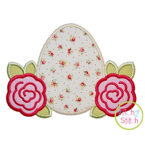 Itch 2 Stitch Easter Egg Roses Applique Digital Embroidery Machine Designs by JuJu