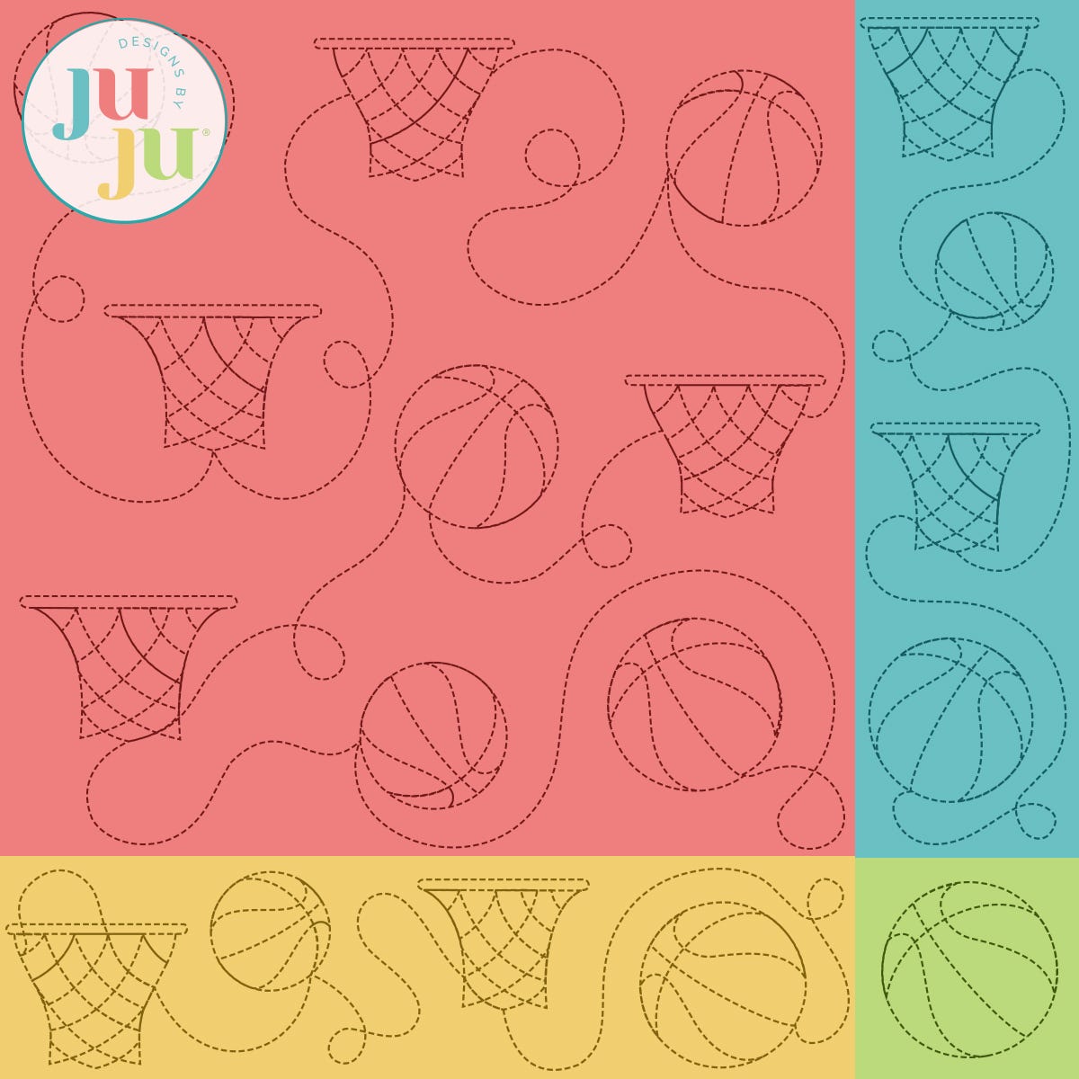 Basketball Quilting Backdrops Design | Machine Embroidery Designs by JuJu