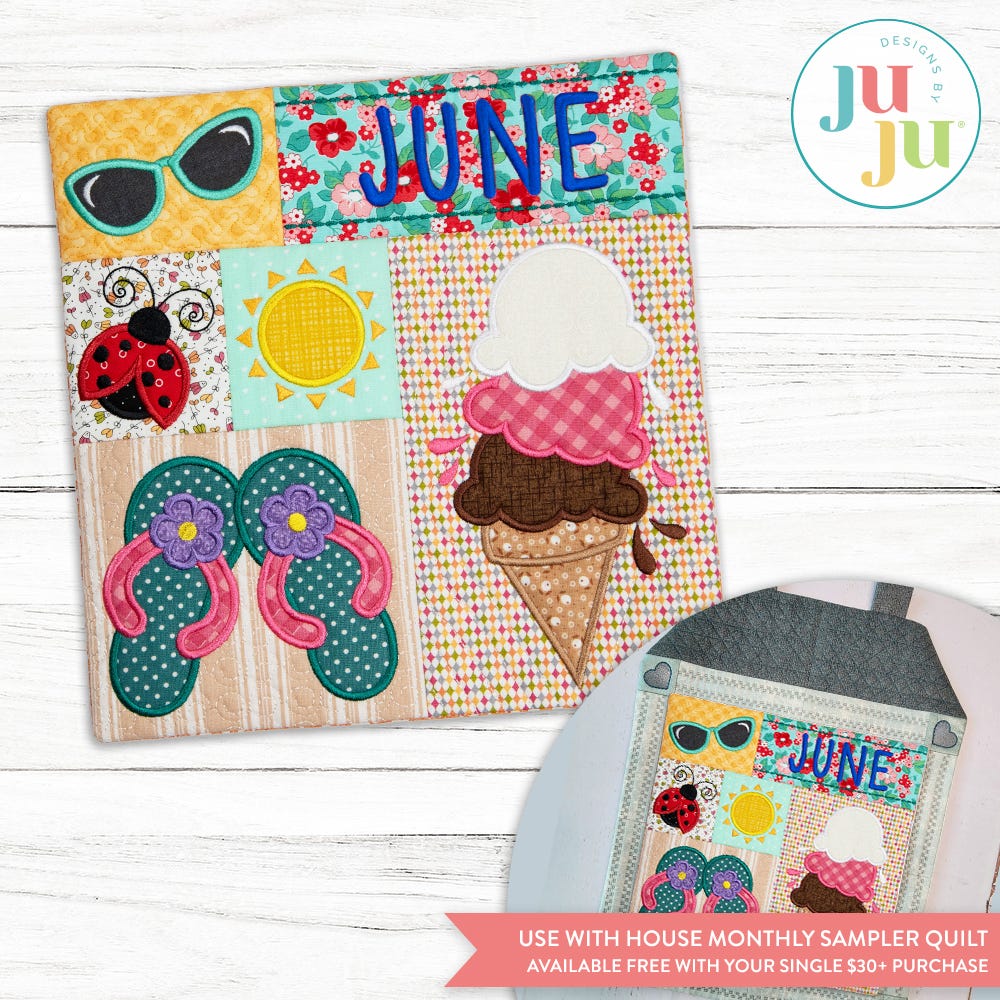 In The Hoop June Mini Sampler Quilt Project | Machine Embroidery Designs by JuJu