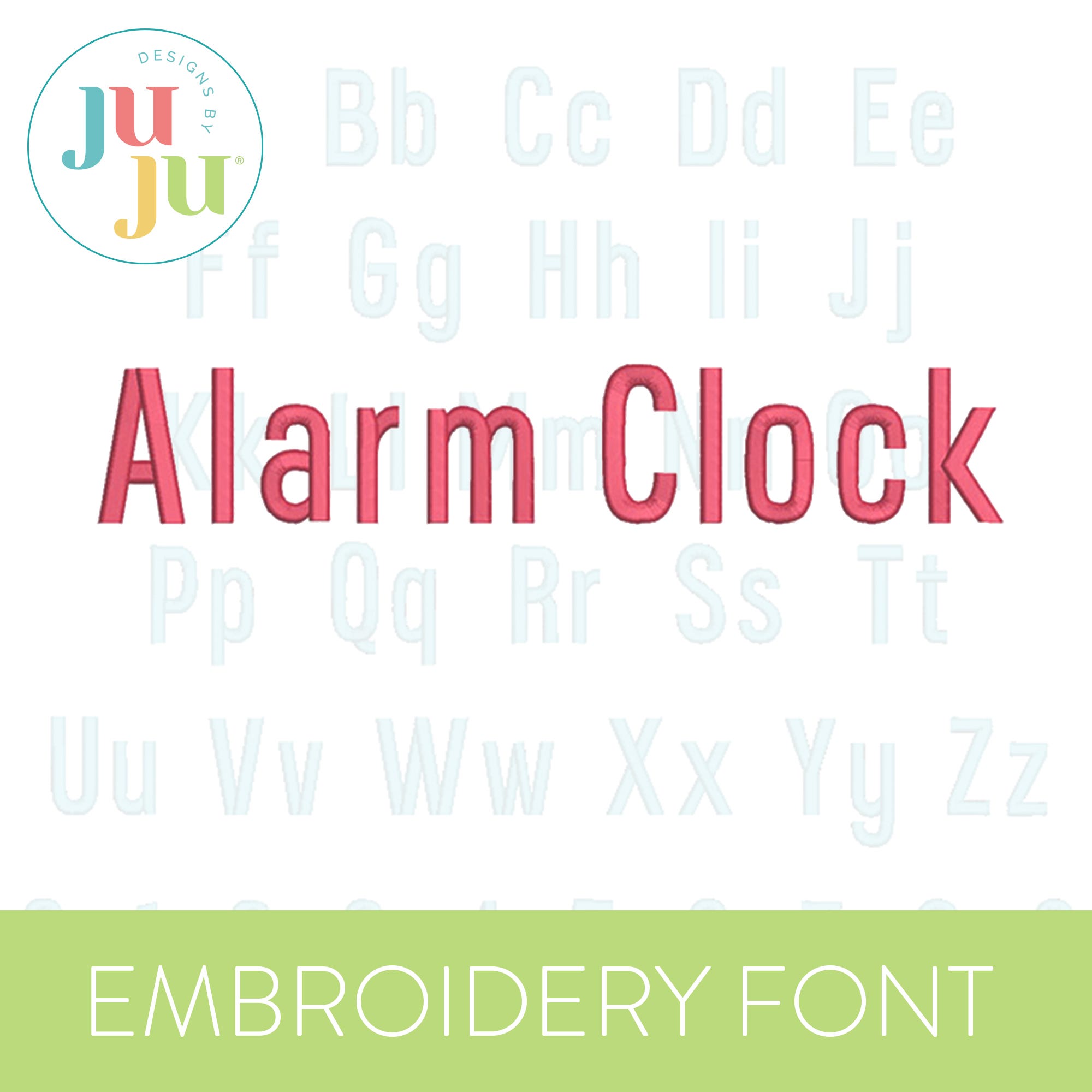 Alarm Clock Embroidery Font | Machine Embroidery Designs by JuJu