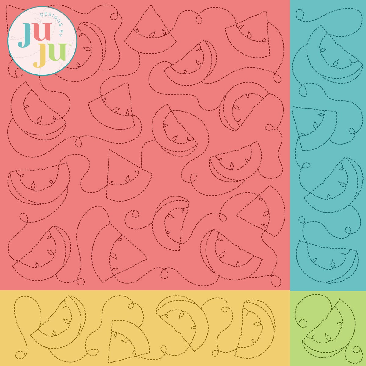 Watermelon Quilting Backdrops Design | Machine Embroidery Designs by JuJu