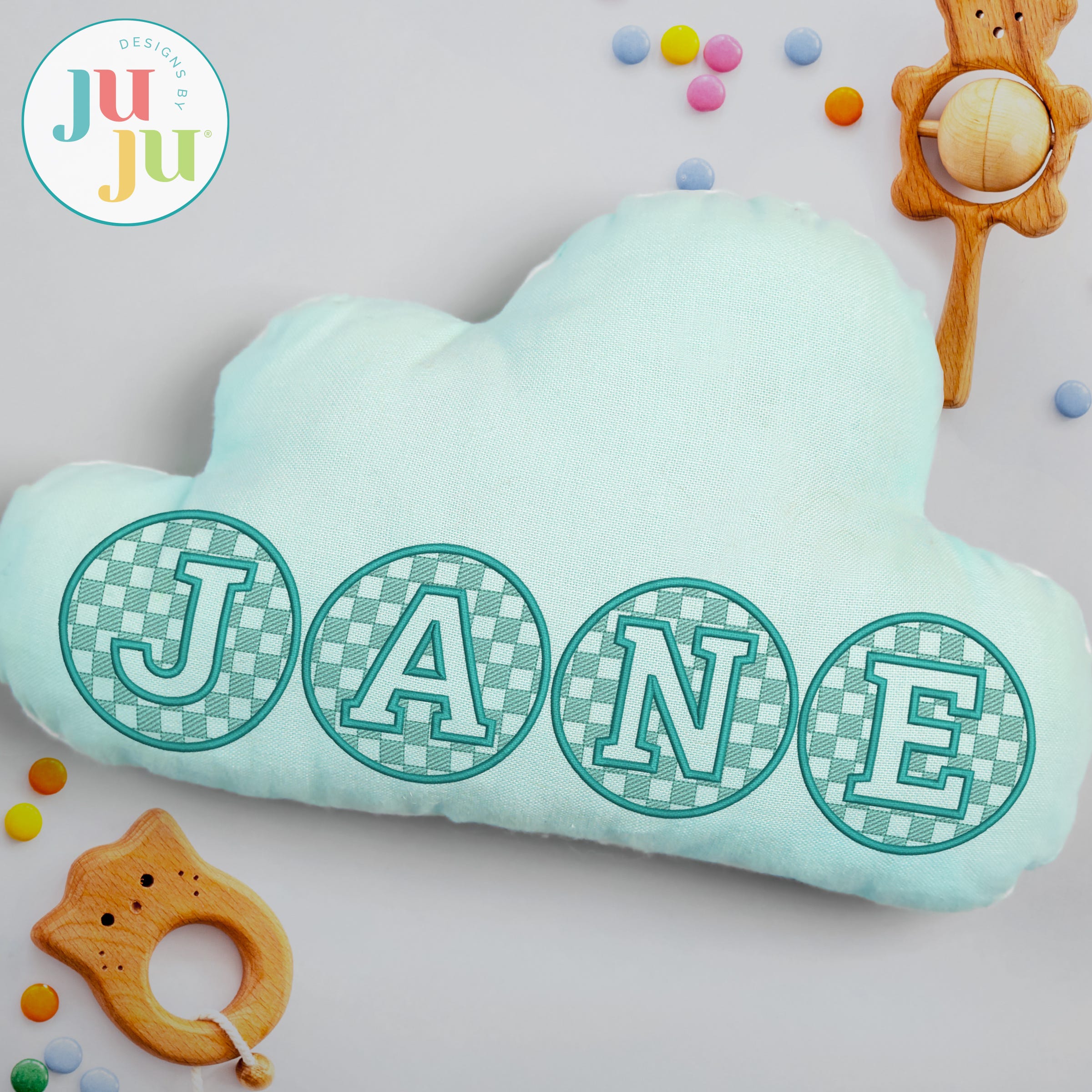 Embossed Checkered Alphabet Embroidery Set | Machine Embroidery Designs by JuJu