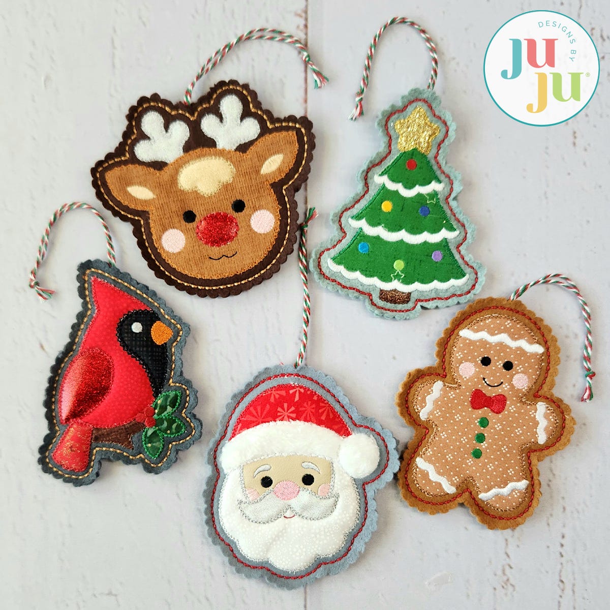 In The Hoop Christmas Applique Ornaments Project | Machine Embroidery Designs by JuJu