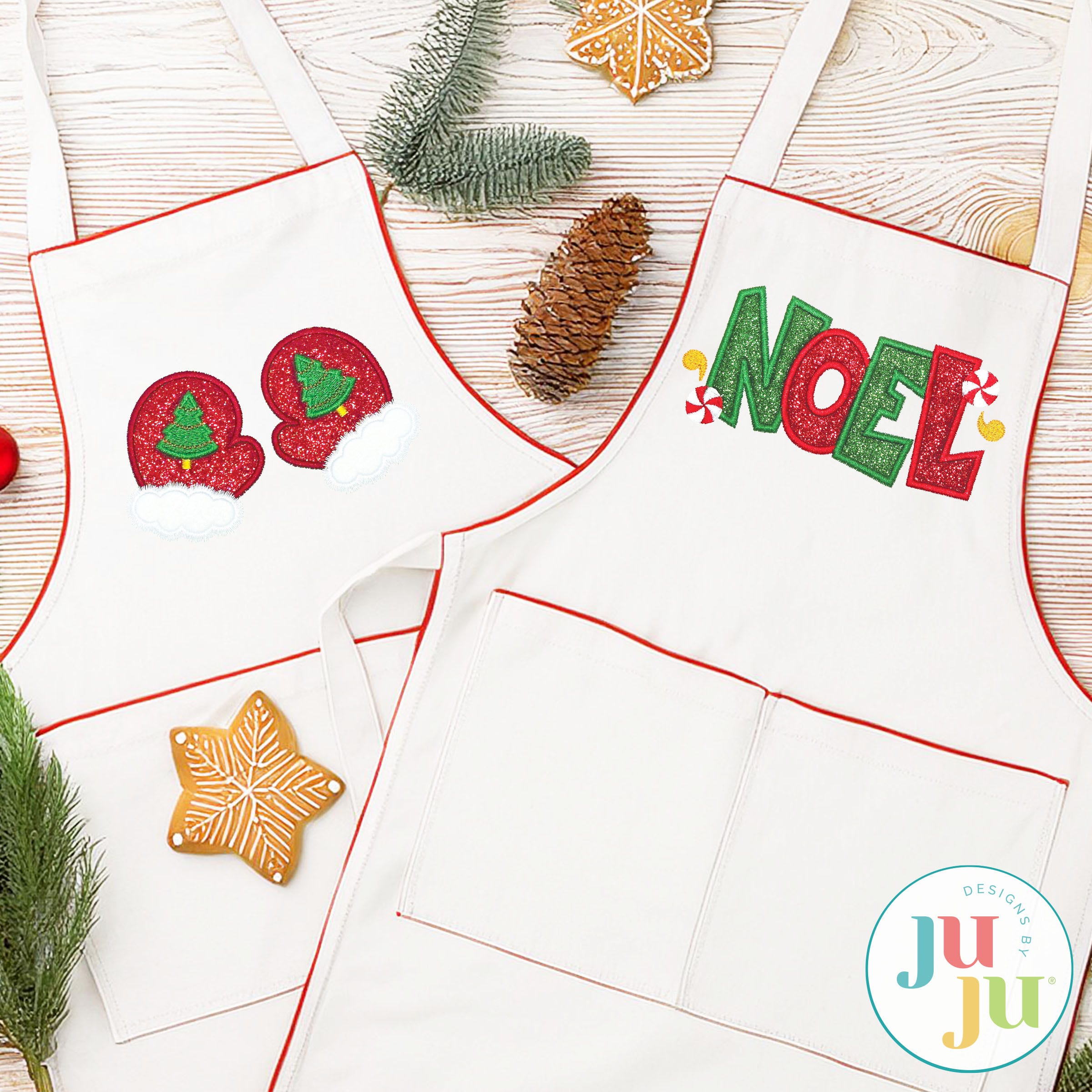Merry And Bright Applique 2 Christmas Embroidery Set | Machine Embroidery Designs by JuJu