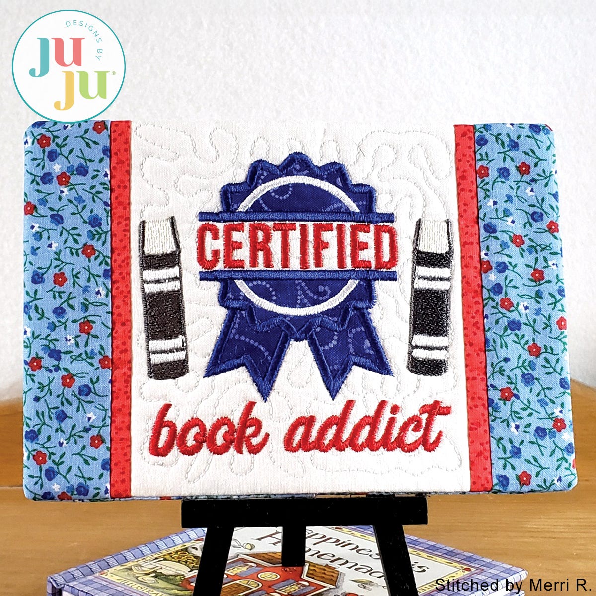 In The Hoop Book Addict Mug Rug Project by Oma's Place | Machine Embroidery Designs by JuJu