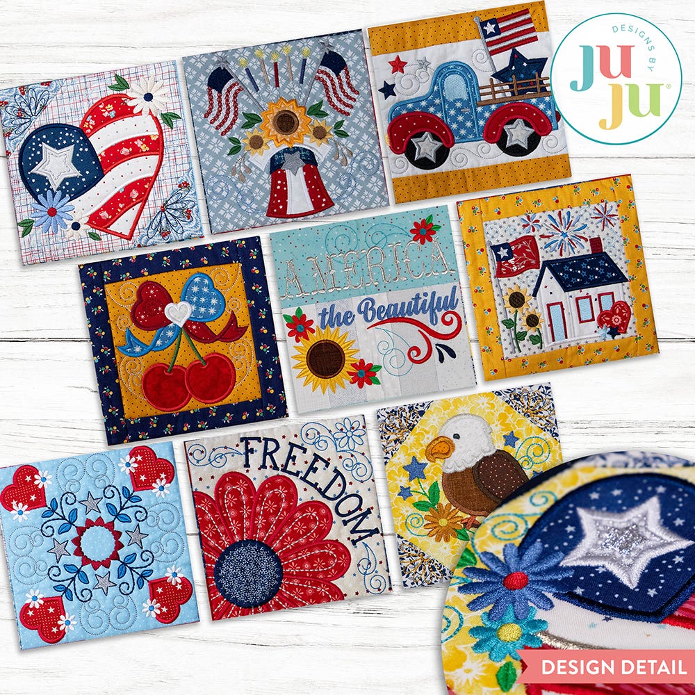 In The Hoop Star Spangled Stitches Project Set 3 | Machine Embroidery Designs by JuJu