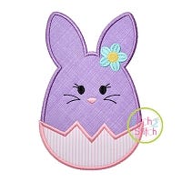 Egg Shaped Bunny Girl Applique | Machine Embroidery Designs by JuJu