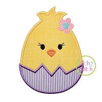 Egg Shaped Chick Girl Applique | Machine Embroidery Designs by JuJu