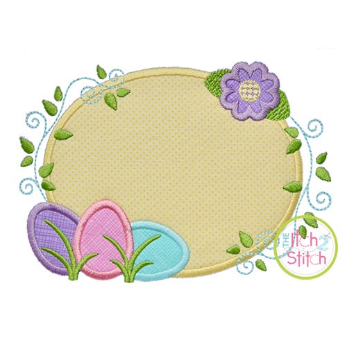 Itch 2 Stitch Egg Trio Frame Applique Digital Embroidery Machine Designs by JuJu
