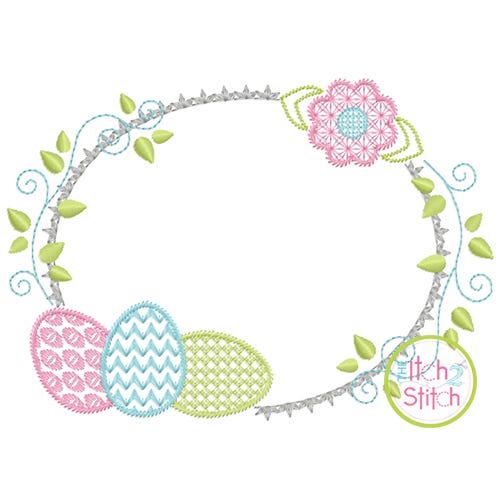 Itch 2 Stitch Egg Trio Frame Motif Digital Embroidery Machine Designs by JuJu