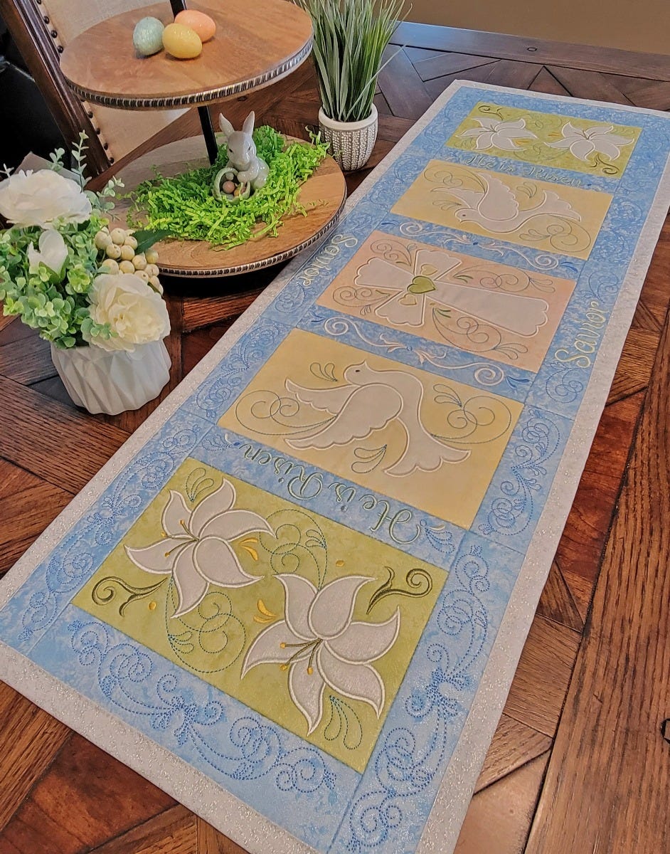 ITH Easter Blessings Table Runner | Machine Embroidery Designs by JuJu