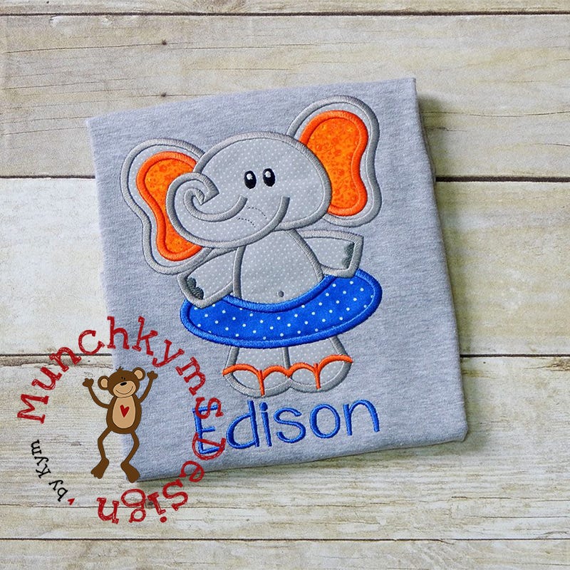 Summer Elephant Boy | Machine Embroidery Designs by JuJu