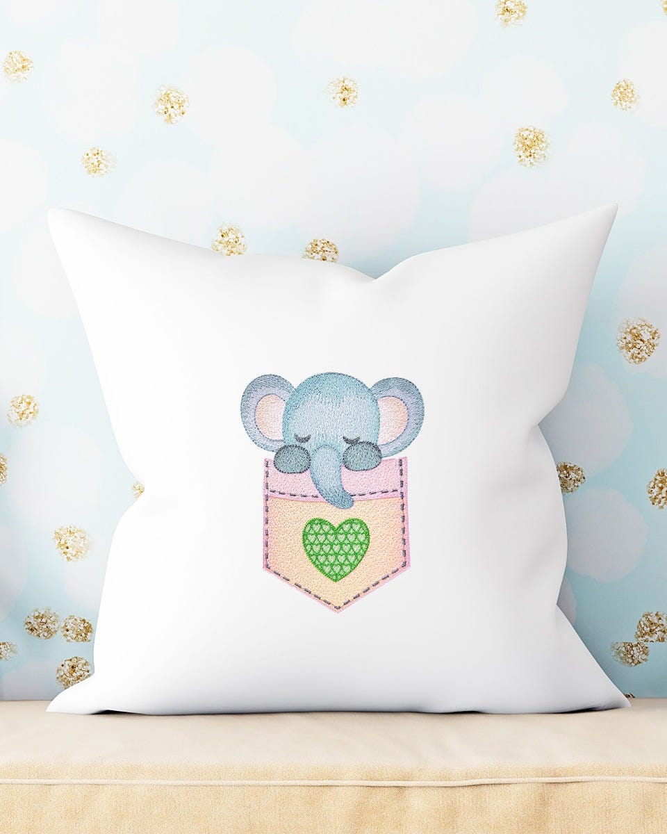 Pocket Elephant | Machine Embroidery Designs by JuJu