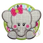 Elephant Circle Girl Applique | Machine Embroidery Designs by JuJu