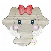 Elephant Face Girl Sketch Embroidery | Machine Embroidery Designs by JuJu