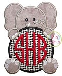 Elephant Mascot Monogram Peeker Applique | Machine Embroidery Designs by JuJu