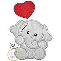 Elephant with Heart Balloon Boy Applique Design | Machine Embroidery Designs by JuJu
