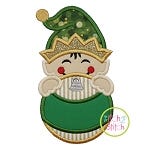 Elf Boy Ornament Peeker Applique | Machine Embroidery Designs by JuJu