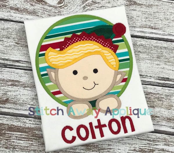 Elf Boy Peeking | Machine Embroidery Designs by JuJu/ Stitch Away Applique 