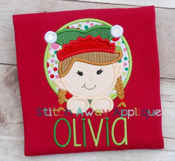 Elf Girl Peeking | Machine Embroidery Designs by JuJu/ Stitch Away Applique 
