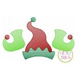 Elf Hat Shoes Trio Sketch Embroidery | Machine Embroidery Designs by JuJu
