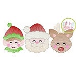 Elf Santa Deer Trio Boy Sketch Embroidery | Machine Embroidery Designs by JuJu