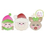 Elf Santa Deer Trio Girl Sketch Embroidery | Machine Embroidery Designs by JuJu