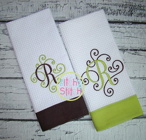 Itch 2 Stitch Elegant Scroll Two Color Small Monogram Digital Embroidery Machine Designs by JuJu