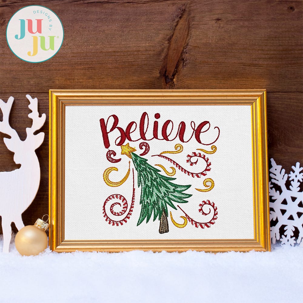 Simply Christmas Sketch 4 Embroidery Set | Machine Embroidery Designs by JuJu