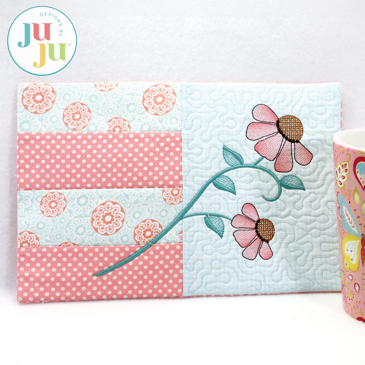 In The Hoop Daisy Mini Placemat Project by Oma's Place | Machine Embroidery Designs by JuJu