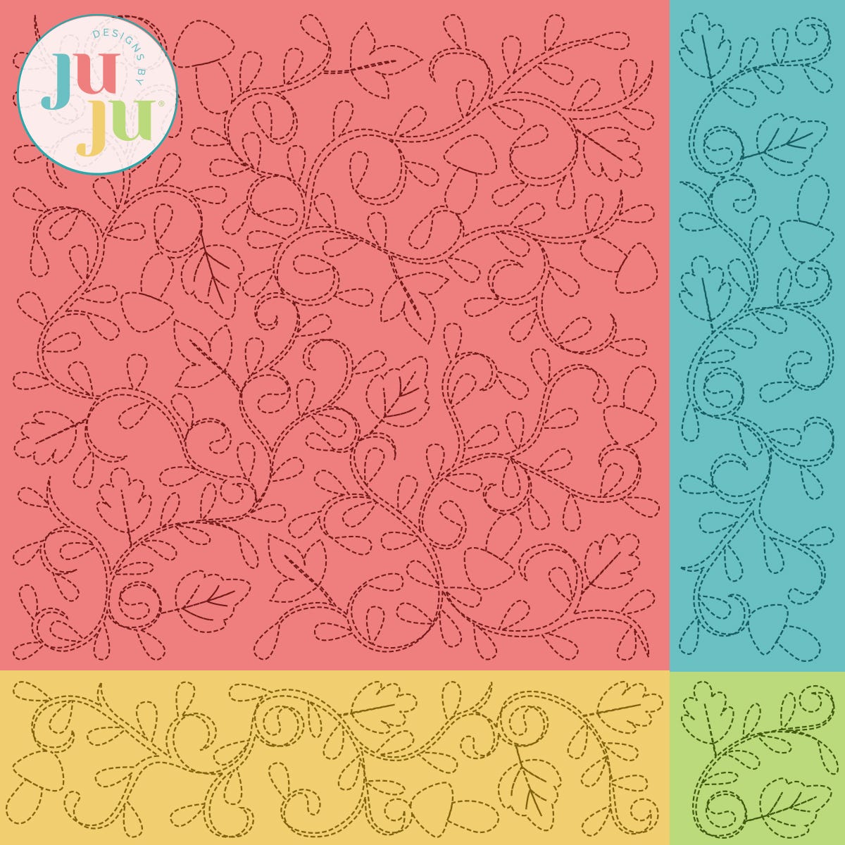 Autumn Flora Quilting Backdrops Design | Machine Embroidery Designs by JuJu