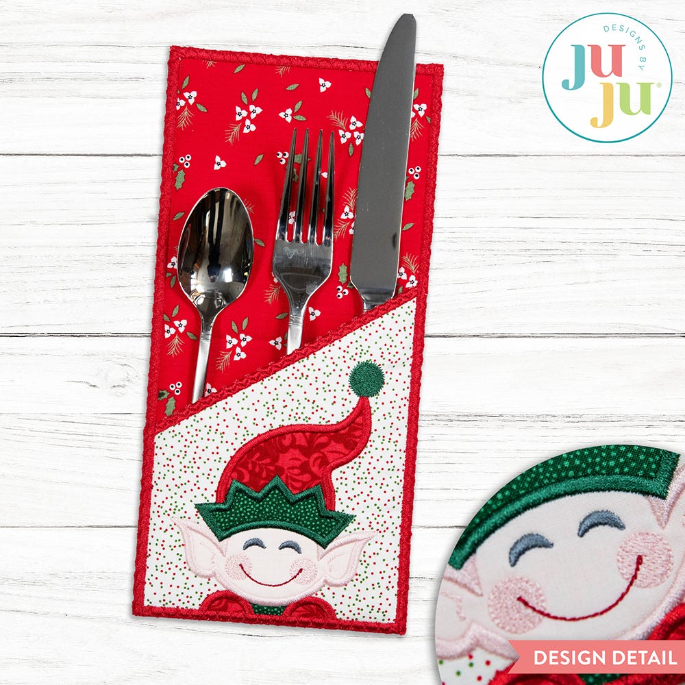 In the Hoop Elf Utensil Holder Project | Machine Embroidery Designs by JuJu