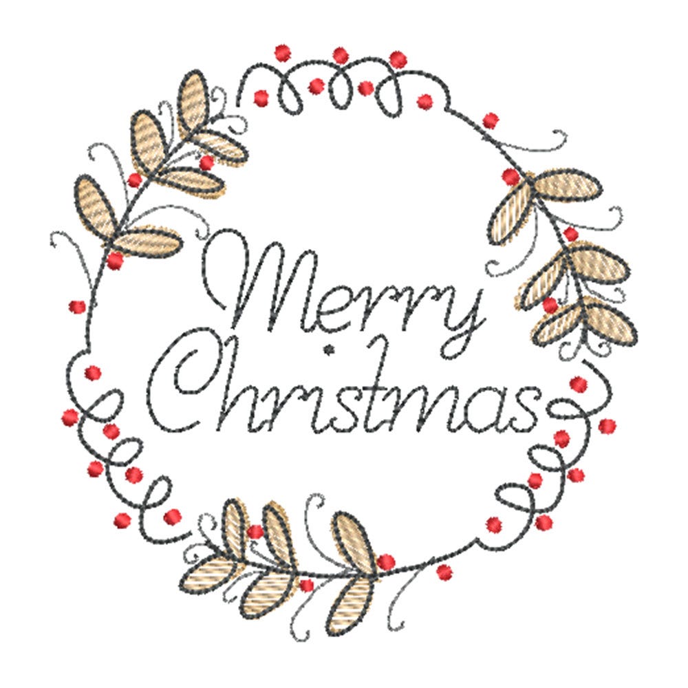FREE Merry Wreath Embroidery Design | Machine Embroidery Designs by JuJu