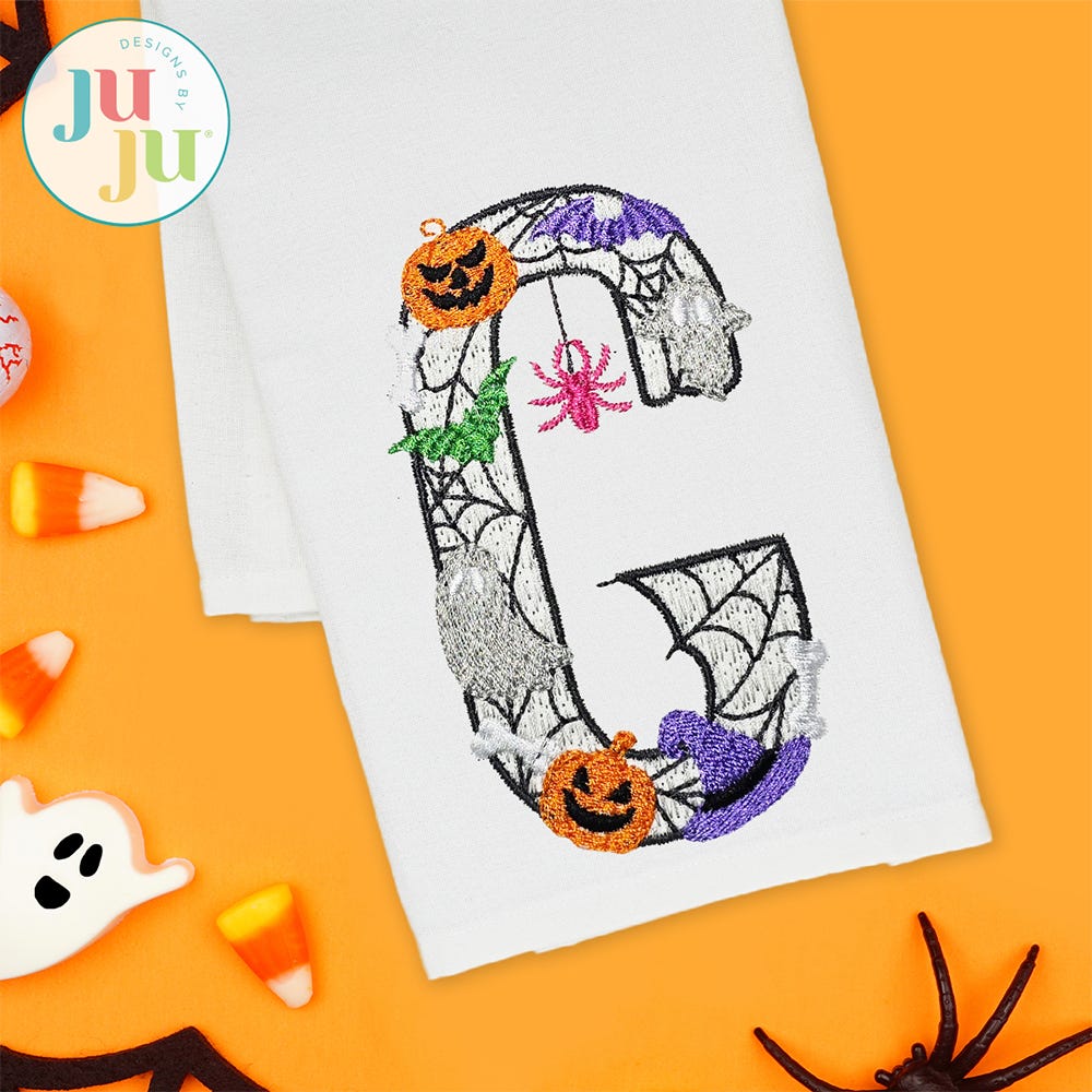 Halloween Monogram Embroidery Font | Machine Embroidery Designs by JuJu