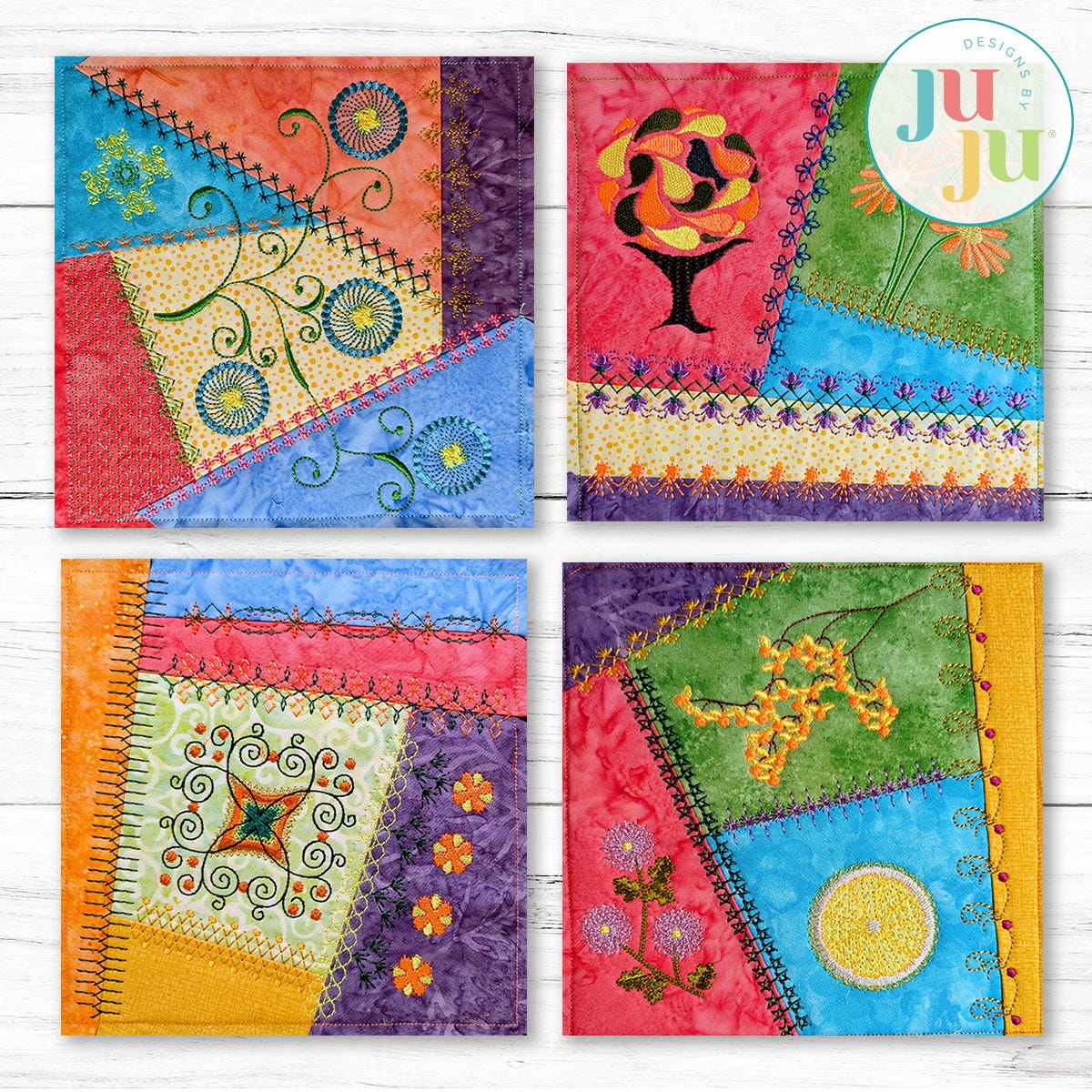 In The Hoop Crazy Patch Blocks Project Series 2 Set 4 | Machine Embroidery Designs by JuJu