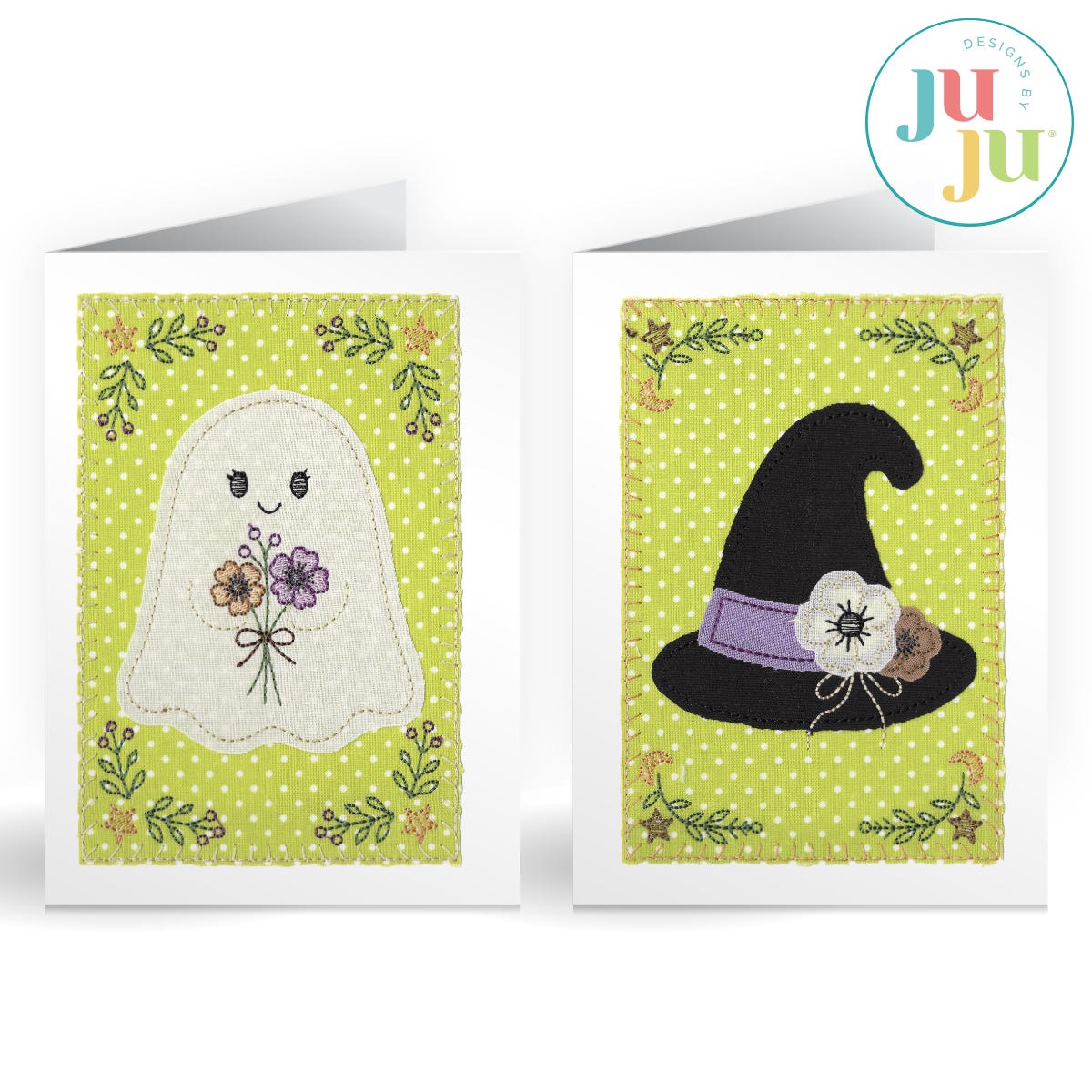 Halloween Applique Greeting Cards Embroidery Design Set | Machine Embroidery Designs by JuJu