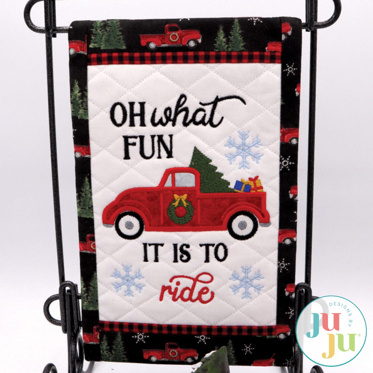 Christmas Truck Mini Quilt by Oma's Place | Machine Embroidery Designs by JuJu