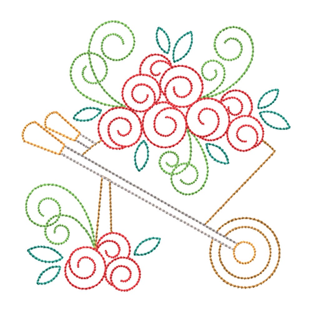 FREE Garden Lovers Wheelbarrow Embroidery Design | Machine Embroidery Designs by JuJu